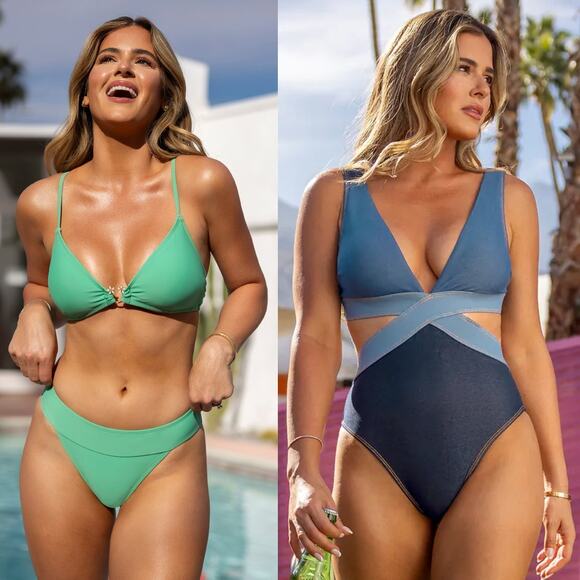 NWT Cupshe Swimsuit Bathingsuit Bikini Top & Bottom & Cutout 1-PC BUNDLE Size S - Picture 1 of 10